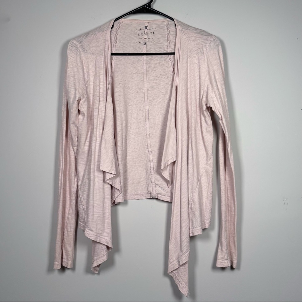 Velvet by Graham & Spencer Light Pink Drape Cardigan
